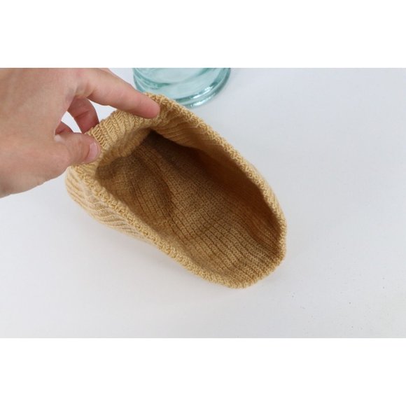 NOS Vintage 90s Streetwear Womens Blank Ribbed Knit Winter Beanie Hat Cap Tan main image 5
